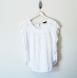Essientials by ABS White Flutter Sleeve Top